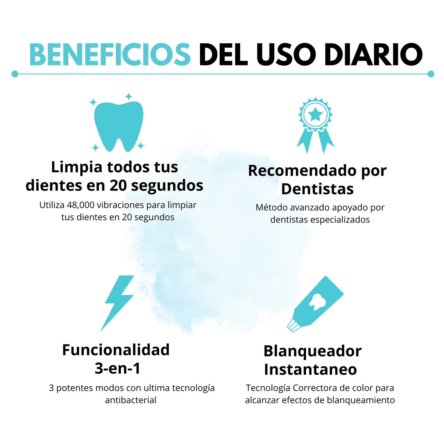 Cepillo Dental Smile Fresh 360° Ultrasónico Blanqueador + Carbon Activador GRATIS